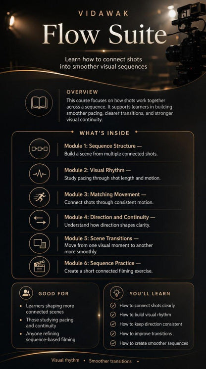 Vidawak Flow Suite course overview on a dark background