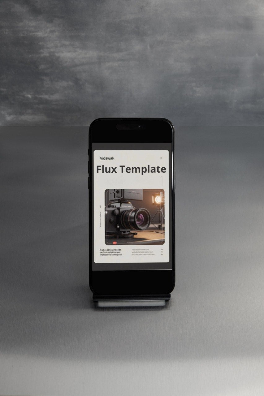 Smartphone displaying a video player app on a gray background