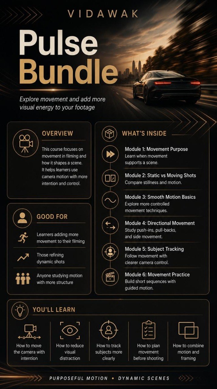Vidawak Pulse Bundle course overview with car on road at sunset